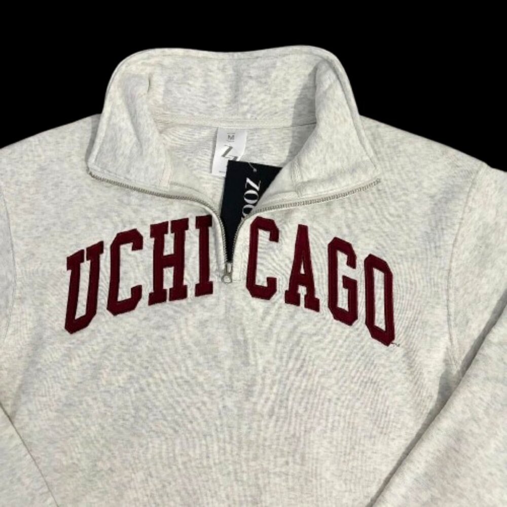 ZooZatz U of Chicago Women's Oatmeal Fleece Sweatshirt Qtr Zip SZ M - Picture 2 of 8